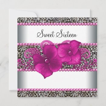 Hot Pink Leopard Sweet Sixteen Birthday Party Invitation by Pure_Elegance at Zazzle