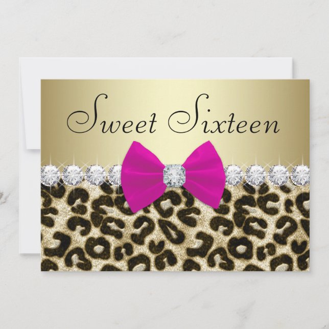 Hot Pink Leopard Sweet Sixteen Invitation (Front)