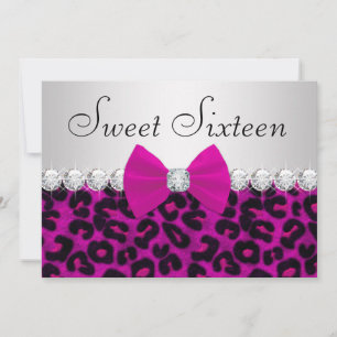 Hot Pink Leopard Sweet Sixteen Invitation