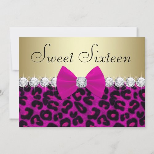 Hot Pink Leopard Sweet Sixteen Invitation