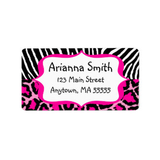 Hot Pink Leopard Zebra Print Address Labels