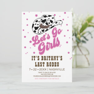 Hot Pink Let's Go Girls Bachelorette Party Invitation