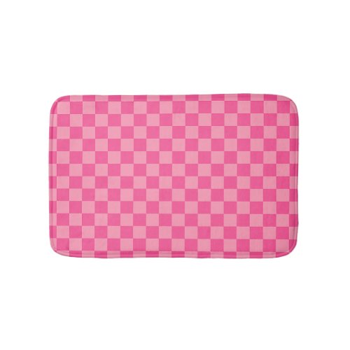 Hot Pink Light Pink Checker Pattern Bath Mat