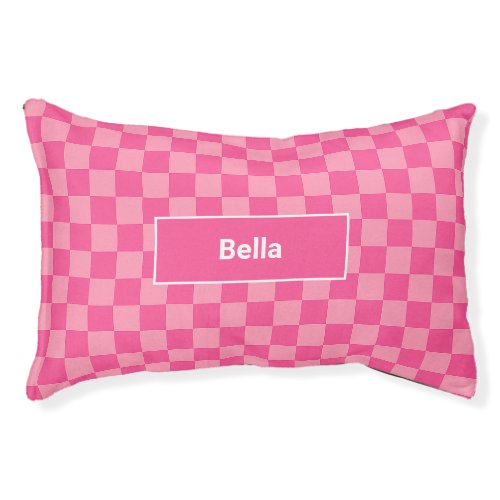 Hot Pink Light Pink Checker Pattern Dog Bed