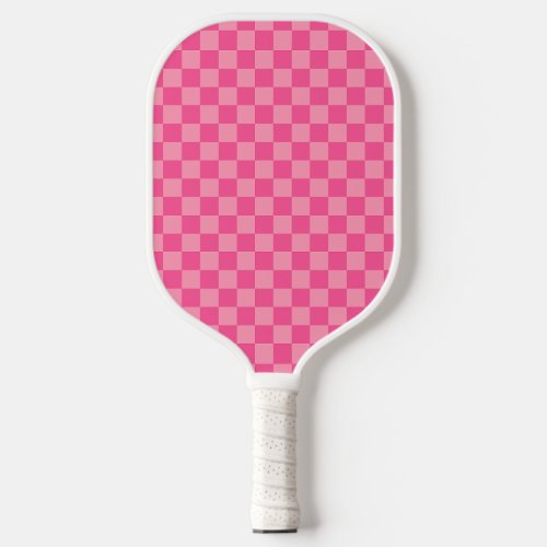 Hot Pink Light Pink Checker Pattern Pickleball Paddle