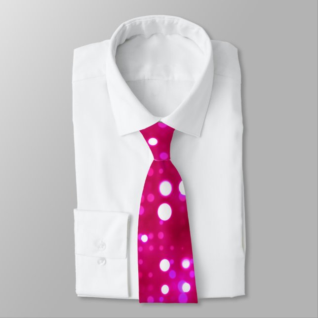 Hot Pink Lights Polka Dot Pattern Neck Tie (Tied)