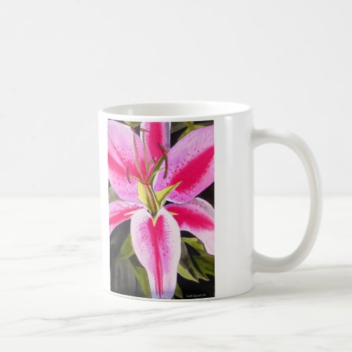 Hot Pink lily flower watercolor pop art flower Coffee Mug