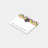 Hot Pink, Lime and Black Chevron Pattern Monogram Post-it Notes (Angled)
