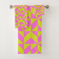 Hot Pink Lime Chartreuse Geometric Shape Pattern