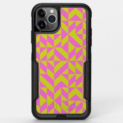 Hot Pink Lime Chartreuse Geometric Shape Pattern OtterBox Commuter iPhone 11 Pro Max Case