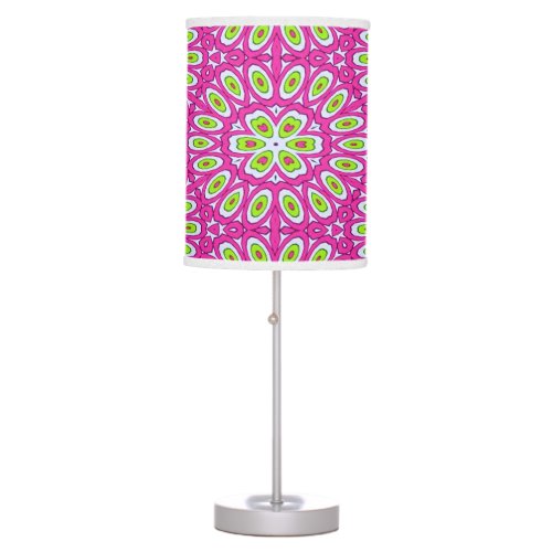 Hot Pink Lime Green and White   Table Lamp