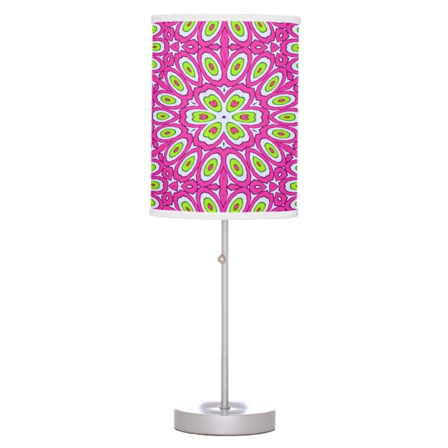 Hot Pink, Lime Green and White   Table Lamp (Front)