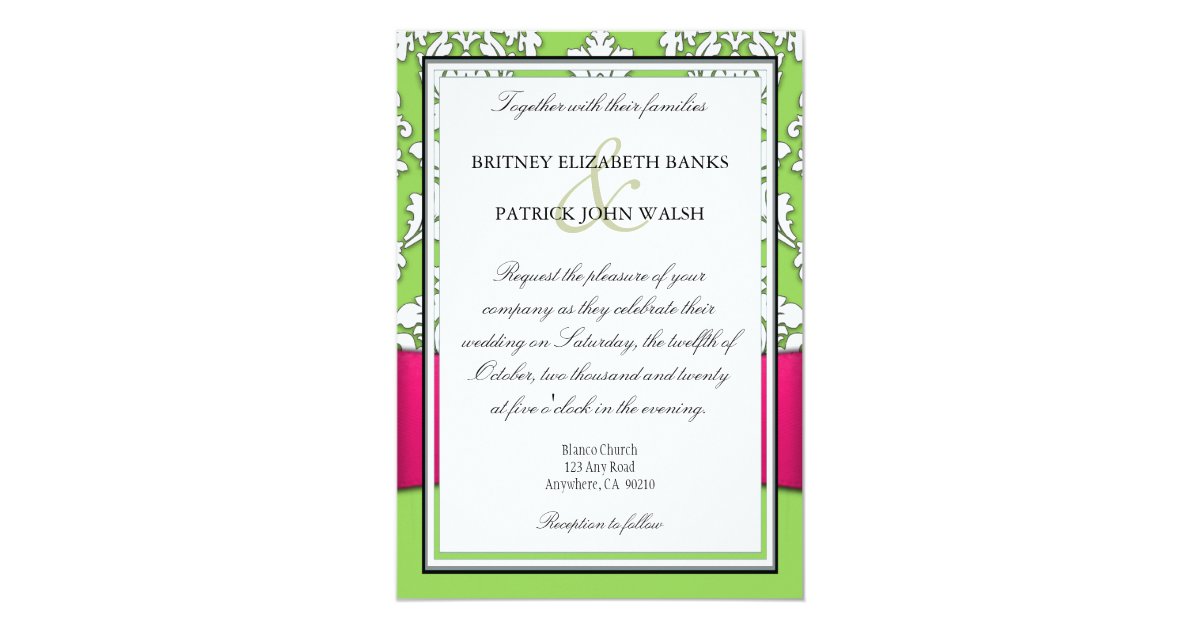 Fuschia And Lime Green Wedding Invitations 3