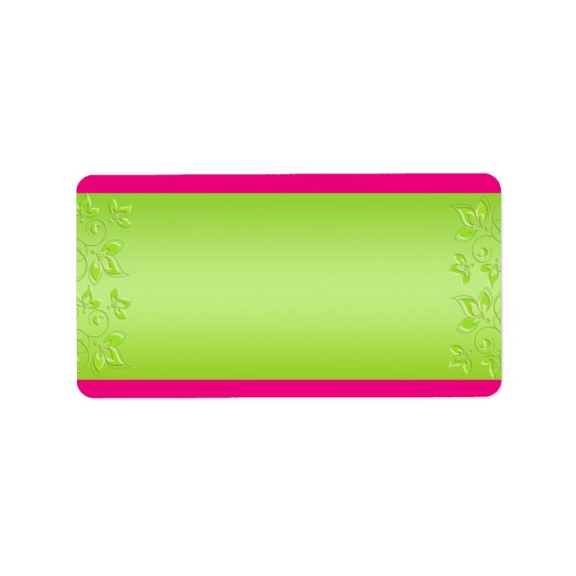 Hot Pink, Lime Green Floral BLANK Address Label (Front)