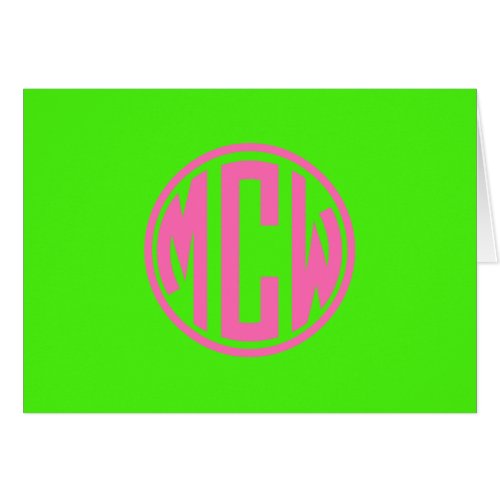 Hot Pink Lime Green Preppy Circle Monogram DIY BG