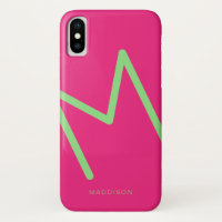 Hot Pink Lime Green Simple Abstract Initial
