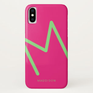 Hot Pink Lime Green Simple Abstract Initial iPhone X Case