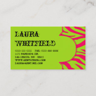 Hot Pink Lime Zebra Print Animal Business Card