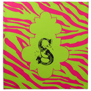 Hot Pink Lime Zebra Print Animal Pattern Napkins