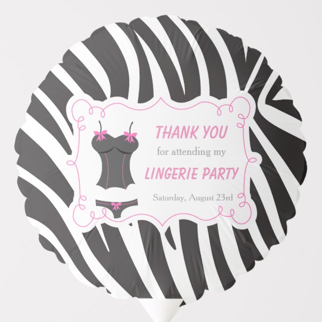 Hot Pink Lingerie Party Thank You Balloon (Front)