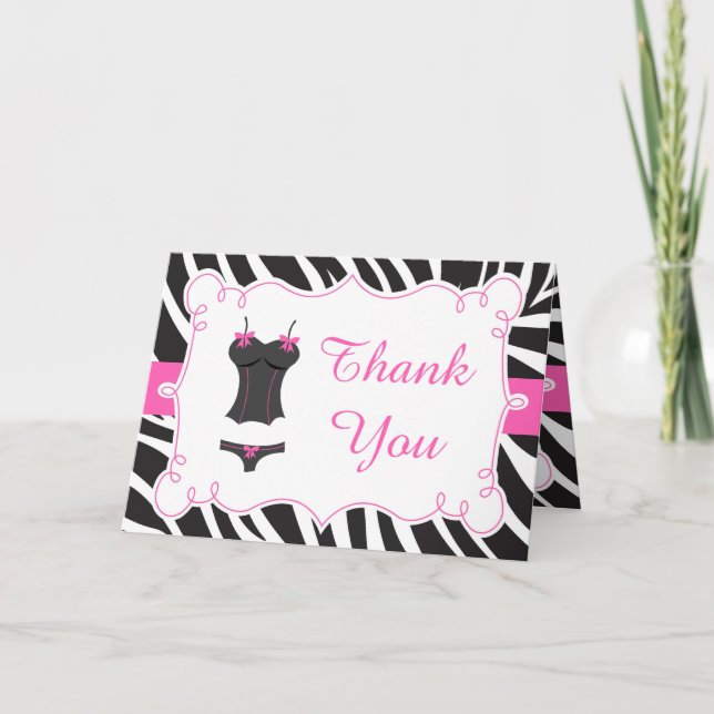 Hot Pink Lingerie Party Thank You Card (Front)