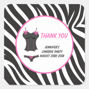 Hot Pink Lingerie Party Thank You Square Sticker