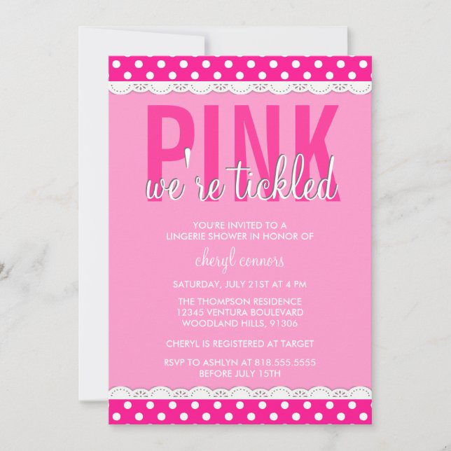 Hot Pink Lingerie Shower Invitation (Front)
