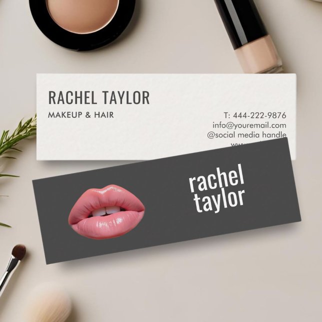Hot Pink Lips | Charcoal Makeup Business Card (Creator Uploaded)