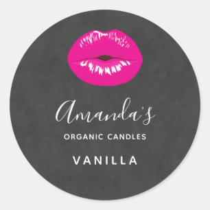 Hot Pink Lips Glamorous Candle or Soap Scent Classic Round Sticker