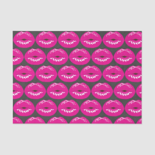 Hot Pink Lips Glamorous Girl Pattern Tissue Paper (Front)