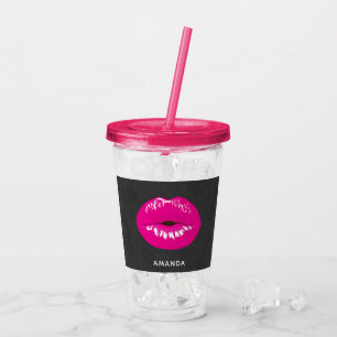 Hot Pink Lips Glamorous Illustration Acrylic Tumbler