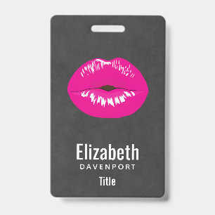 Hot Pink Lips Glamorous Illustration Badge