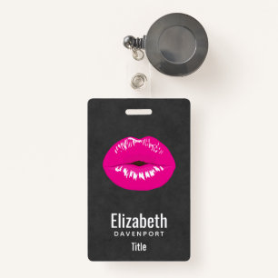 Hot Pink Lips Glamorous Illustration Badge