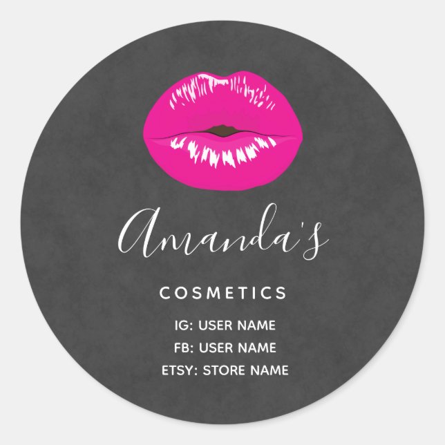 Hot Pink Lips Glamorous Illustration Business Classic Round Sticker (Front)