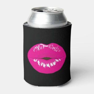 Hot Pink Lips Glamorous Illustration Can Cooler