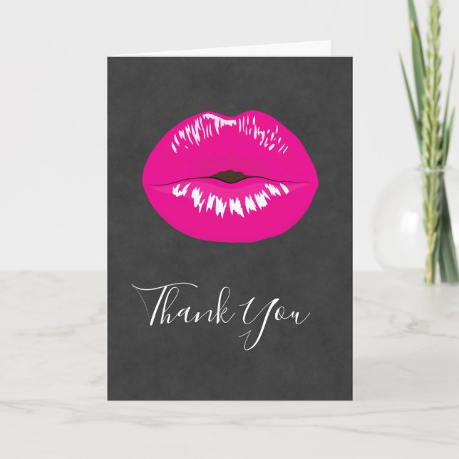 Hot Pink Lips Glamorous Illustration Card (Front)