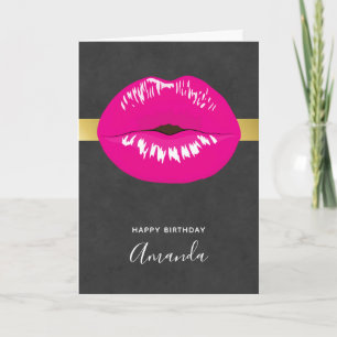Hot Pink Lips Glamorous Illustration Card