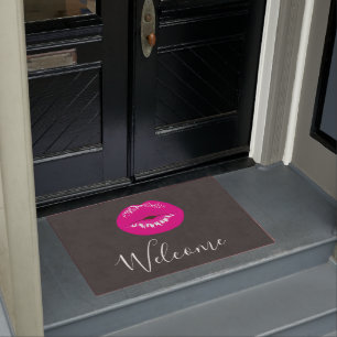 Hot Pink Lips Glamorous Illustration Doormat