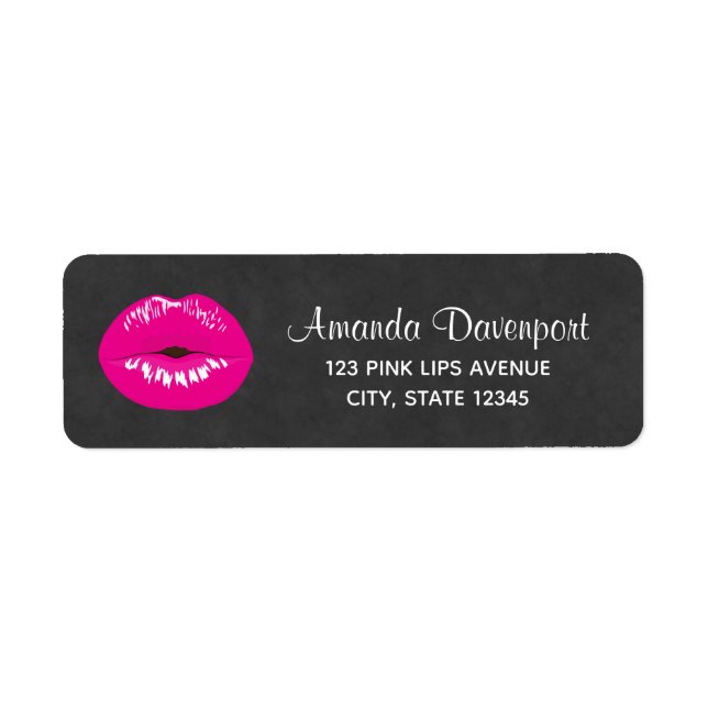 Hot Pink Lips Glamorous Illustration Label (Front)