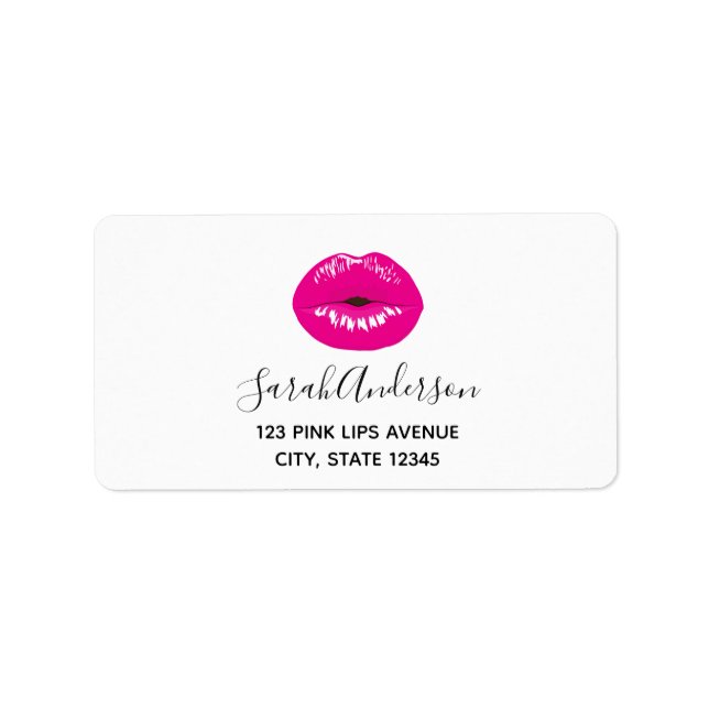 Hot Pink Lips Glamorous Illustration Label (Front)