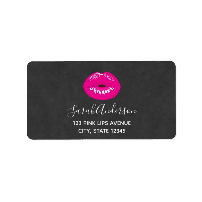 Hot Pink Lips Glamorous Illustration Label (Front)