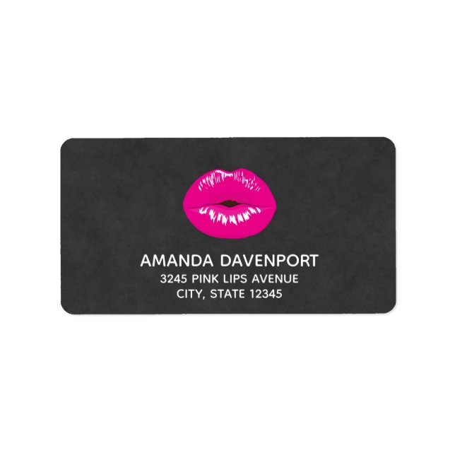 Hot Pink Lips Glamorous Illustration Label (Front)