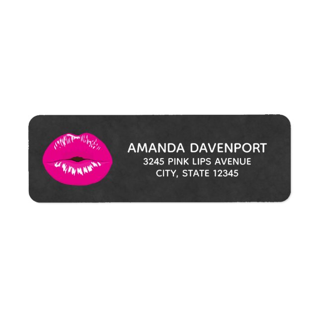 Hot Pink Lips Glamorous Illustration Label (Front)