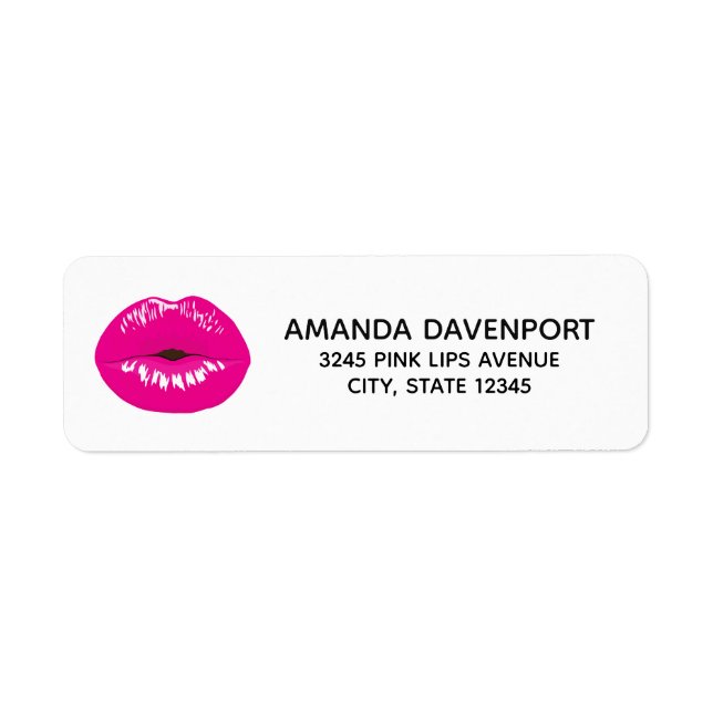 Hot Pink Lips Glamorous Illustration Label (Front)