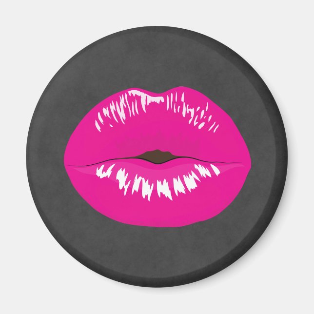 Hot Pink Lips Glamorous Illustration Magnet (Front)