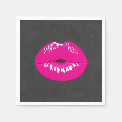 Hot Pink Lips Glamorous Illustration Napkins