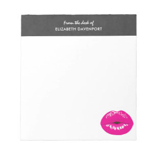 Hot Pink Lips Glamorous Illustration Notepad