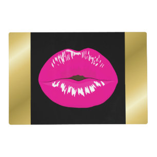 Hot Pink Lips Glamorous Illustration Placemat
