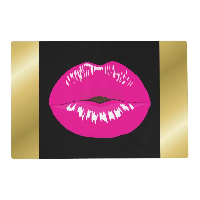 Hot Pink Lips Glamorous Illustration Placemat (Front)