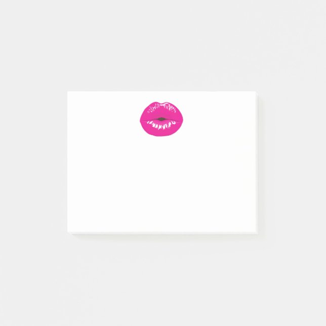 Hot Pink Lips Glamorous Illustration Post-it Notes (Front)